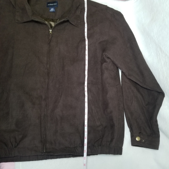 Harbor Bay Brown Lightweight Faux  Suede Classic Full Zip Jacket XL Tall - Picture 9 of 12